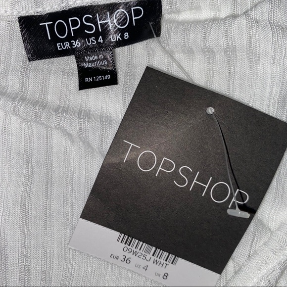 NWT Topshop Ribbed White Crop Top - Picture 3 of 4